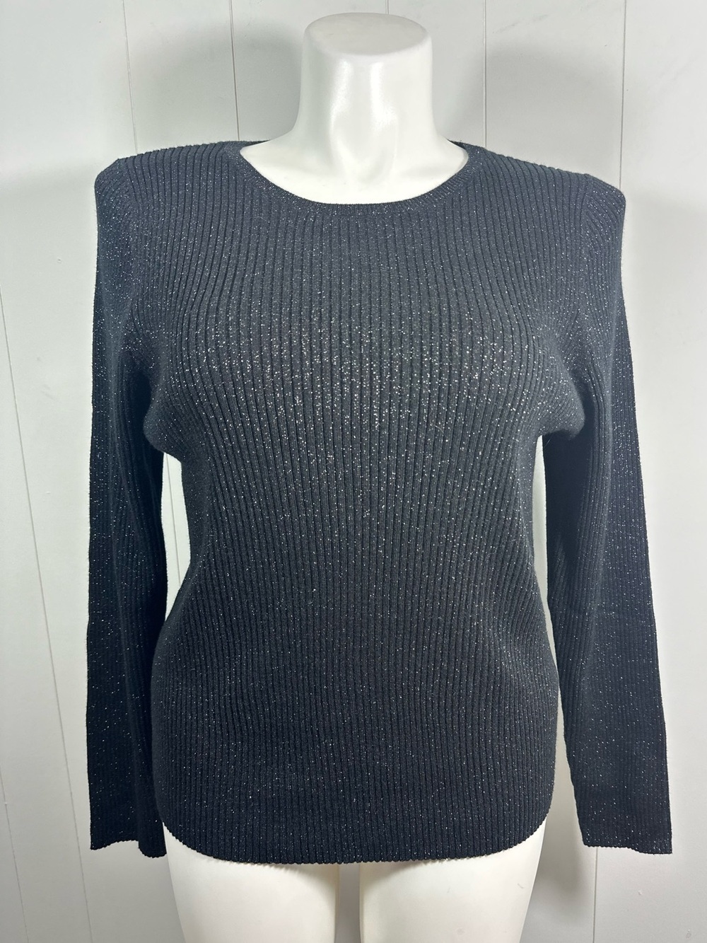 NWT Old Navy SoSoft Lite Women's 2X Black Sparkle Metallic Ribbed Knit Sweater